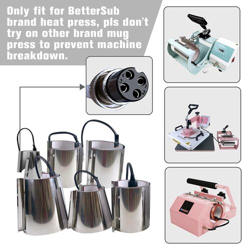 BetterSub Mug Cup Press Heating Transfer Attachment Silica Gel 110V for Heat Press Machine Transfer Sublimation Cylindrical (US Cylindrical 11oz) in Saudi Arabia