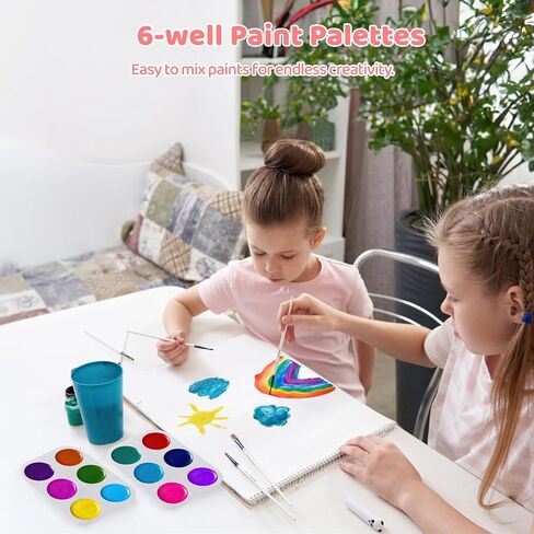 Watercolor Square Mixing Trays, Acrylic Paint Holders, Portable 6-Well Plastic Paint Palettes, Art Painting, Easy Cleaning, 100 Pcs White Paint Tray Palettes in Saudi Arabia