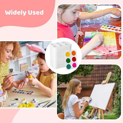 Watercolor Square Mixing Trays, Acrylic Paint Holders, Portable 6-Well Plastic Paint Palettes, Art Painting, Easy Cleaning, 100 Pcs White Paint Tray Palettes in Saudi Arabia