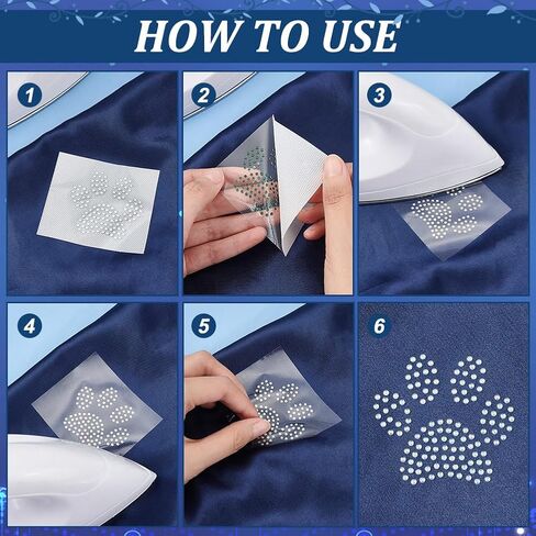 Fingerinspire 36 PCS Dog Paw Rhinestone Iron on Transfer Glitter Clear Ab Dog Paw Paw Rhinestone Patches Hot Melt Rhinestone Patches P.Chor in Saudi Arabia