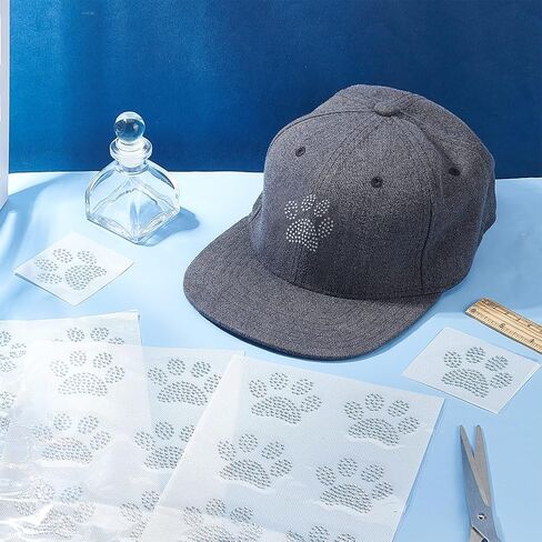 Fingerinspire 36 PCS Dog Paw Rhinestone Iron on Transfer Glitter Clear Ab Dog Paw Paw Rhinestone Patches Hot Melt Rhinestone Patches P.Chor in Saudi Arabia