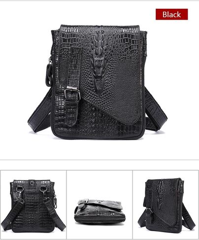 NIUCUNZH Genuine Leather Mini Messenger Bag Crocodile Embossed Small Crossbody Bag Shoulder Sling Bag Brown in Kuwait