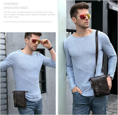 NIUCUNZH Genuine Leather Mini Messenger Bag Crocodile Embossed Small Crossbody Bag Shoulder Sling Bag Brown in Kuwait