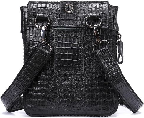 NIUCUNZH Genuine Leather Mini Messenger Bag Crocodile Embossed Small Crossbody Bag Shoulder Sling Bag Brown in Kuwait