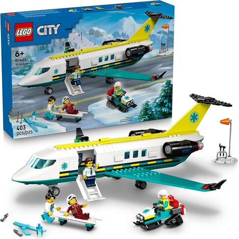 LEGO City Emergency Air Ambulance Airplane Building Toy for Kids - Pretend Play Rescue Airplane Model for Boys & Girls, Ages 6+ - Building Blocks W/Hero Minifigures - Gift Idea for Birthdays - 60465 in Saudi Arabia