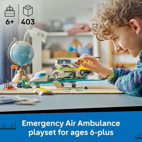 LEGO City Emergency Air Ambulance Airplane Building Toy for Kids - Pretend Play Rescue Airplane Model for Boys & Girls, Ages 6+ - Building Blocks W/Hero Minifigures - Gift Idea for Birthdays - 60465 in Saudi Arabia