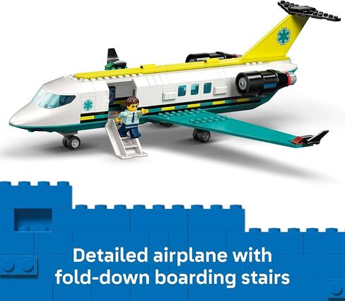 LEGO City Emergency Air Ambulance Airplane Building Toy for Kids - Pretend Play Rescue Airplane Model for Boys & Girls, Ages 6+ - Building Blocks W/Hero Minifigures - Gift Idea for Birthdays - 60465 in Saudi Arabia