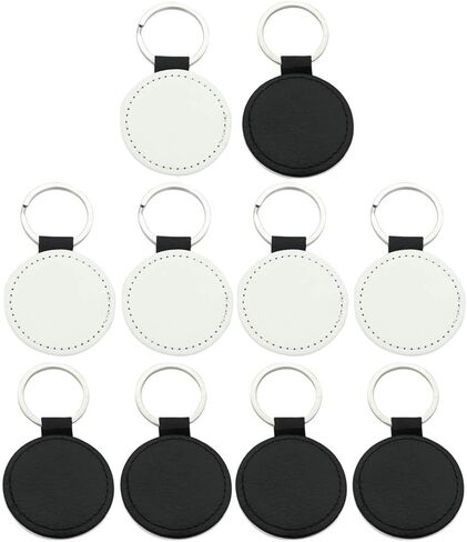 MGBISYI 10Pcs Leather Sublimation Keychains Blank, Keychains Sublimation Heat Transfer Kit Jewelry Making (Round) in Kuwait