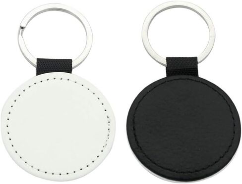 MGBISYI 10Pcs Leather Sublimation Keychains Blank, Keychains Sublimation Heat Transfer Kit Jewelry Making (Round) in Kuwait