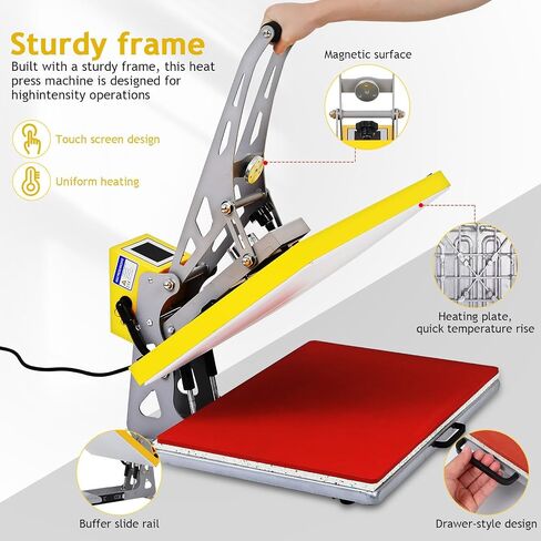 Heat Press Machine 16x24 Inch Slide Out Sublimation Presser Semi-Automatic Heating Printer with Magnetic Lock for T-Shirts, Hats Caps, 110v in Saudi Arabia