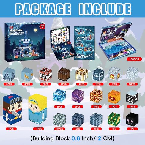 Magnetic Building Blocks for Kids, 100PCS Magnet Blocks Set, 3D Tiles Building Cubes Constructions Toys for Boys & Girls Ages 3+, STEM Sensory Educational Stacking Toy Gift for Toddlers in Saudi Arabia