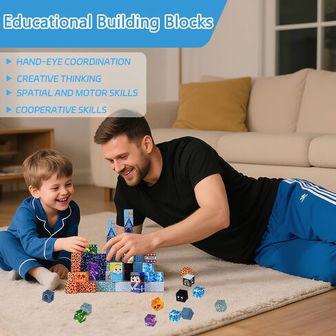 Magnetic Building Blocks for Kids, 100PCS Magnet Blocks Set, 3D Tiles Building Cubes Constructions Toys for Boys & Girls Ages 3+, STEM Sensory Educational Stacking Toy Gift for Toddlers in Saudi Arabia