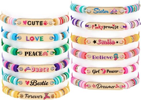 Latocos 12 PCS Kids Friendship Bracelets for Girls Toddler Unicorn Preppy Bracelets Jewelry Clay Beaded Adjustable Bracelet Birthday Party Favors Gifts in Kuwait