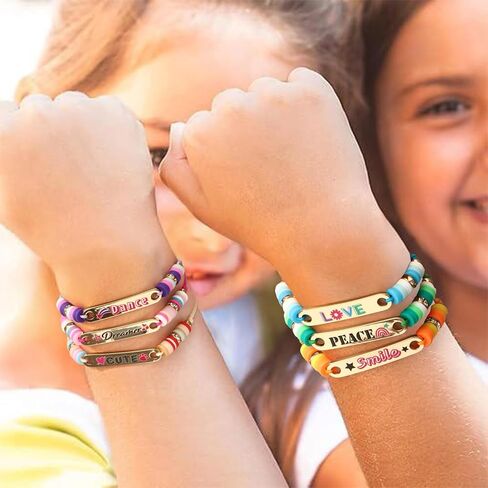 Latocos 12 PCS Kids Friendship Bracelets for Girls Toddler Unicorn Preppy Bracelets Jewelry Clay Beaded Adjustable Bracelet Birthday Party Favors Gifts in Kuwait