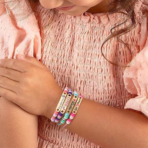 Latocos 12 PCS Kids Friendship Bracelets for Girls Toddler Unicorn Preppy Bracelets Jewelry Clay Beaded Adjustable Bracelet Birthday Party Favors Gifts in Kuwait