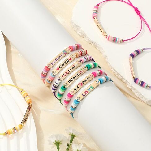 Latocos 12 PCS Kids Friendship Bracelets for Girls Toddler Unicorn Preppy Bracelets Jewelry Clay Beaded Adjustable Bracelet Birthday Party Favors Gifts in Kuwait