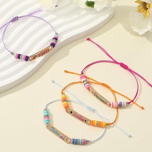 Latocos 12 PCS Kids Friendship Bracelets for Girls Toddler Unicorn Preppy Bracelets Jewelry Clay Beaded Adjustable Bracelet Birthday Party Favors Gifts in Kuwait