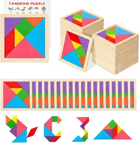12 Pack Tangram Puzzle Wooden Kids Party Party Favors ، Goodie Bags Stuffs for Kids ، Return For Birthday Party ، و Guids Charts Forwards for Students in Saudi Arabia