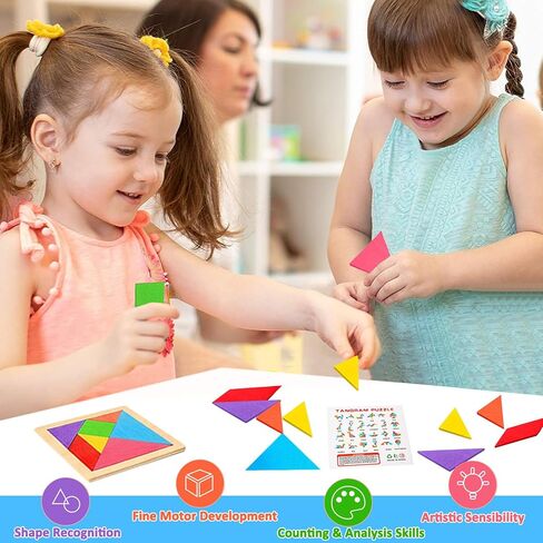 12 Pack Tangram Puzzle Wooden Kids Party Party Favors ، Goodie Bags Stuffs for Kids ، Return For Birthday Party ، و Guids Charts Forwards for Students in Saudi Arabia