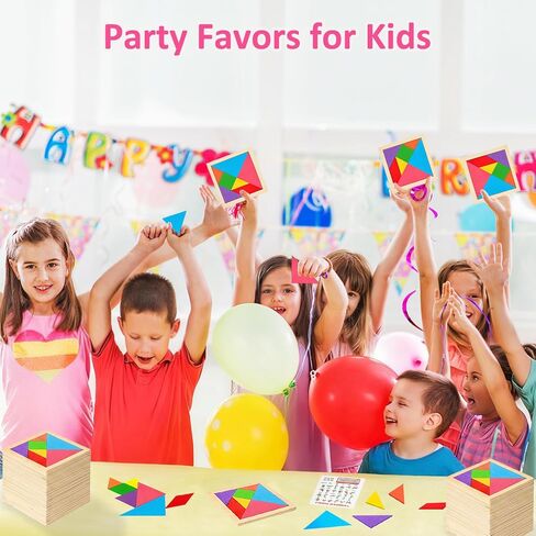12 Pack Tangram Puzzle Wooden Kids Party Party Favors ، Goodie Bags Stuffs for Kids ، Return For Birthday Party ، و Guids Charts Forwards for Students in Kuwait