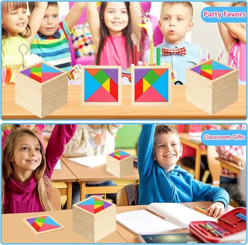 12 Pack Tangram Puzzle Wooden Kids Party Party Favors ، Goodie Bags Stuffs for Kids ، Return For Birthday Party ، و Guids Charts Forwards for Students in Saudi Arabia