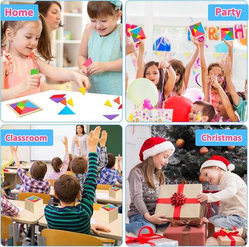 12 Pack Tangram Puzzle Wooden Kids Party Party Favors ، Goodie Bags Stuffs for Kids ، Return For Birthday Party ، و Guids Charts Forwards for Students in Saudi Arabia