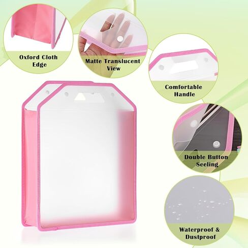 BTSKY 4 Pack 12x12 Scrapbook Paper Storage Organizer, Portable Scrapbook Organizer with Buckle, Expanding Paper Folio Plastic File Organizer for Holding Scrapbook, Vinyl Craft Paper, Cardstock(Pink) in Saudi Arabia