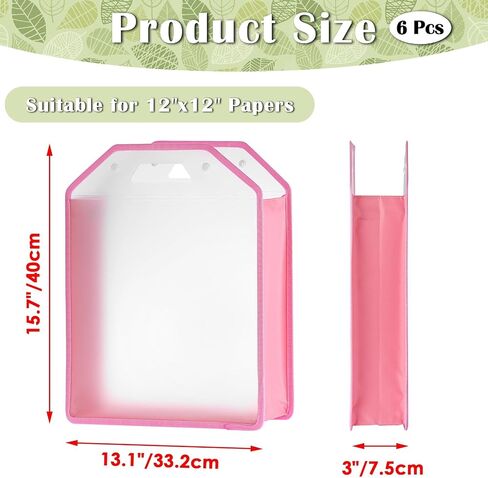 BTSKY 4 Pack 12x12 Scrapbook Paper Storage Organizer, Portable Scrapbook Organizer with Buckle, Expanding Paper Folio Plastic File Organizer for Holding Scrapbook, Vinyl Craft Paper, Cardstock(Pink) in Saudi Arabia