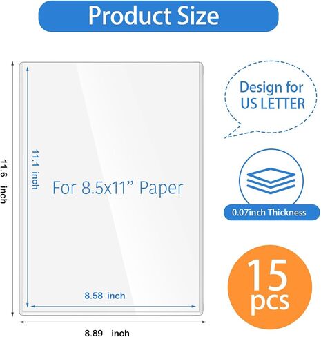 15 Pcs 8.5" x 11" Rigid Print Protectors Clear Document Holder, Hard Plastic Document Photo Sleeves, Birth Certificate Toploaders Protector in Saudi Arabia