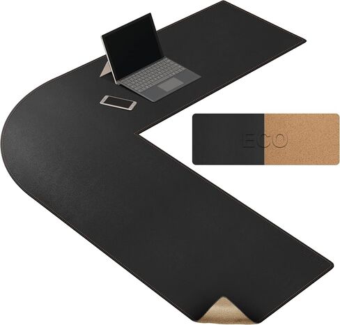 MEZERN (51 " + 51") × 15.7 "L على شكل زاوية ، وسادة مكتب عكسية Cork & Leather لألعاب Office Office Home (Cream) in Kuwait