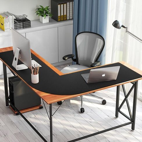 MEZERN (51 " + 51") × 15.7 "L على شكل زاوية ، وسادة مكتب عكسية Cork & Leather لألعاب Office Office Home (Cream) in Kuwait
