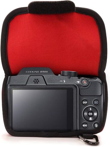 MegaGear ''Ultra Light'' Neoprene Camera Case Bag with Carabiner for Nikon COOLPIX B500 Digital Camera (Red) in Saudi Arabia