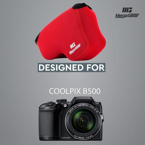 MegaGear ''Ultra Light'' Neoprene Camera Case Bag with Carabiner for Nikon COOLPIX B500 Digital Camera (Red) in Saudi Arabia
