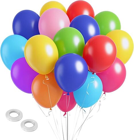 Balloons Assorted Colors Rainbow Decorations 100 Pack 12 inch Round Bright Latex Colorful Balloons for Birthday Baby Shower Wedding Party Birthday Decorations Supplies Arch Garland in Kuwait