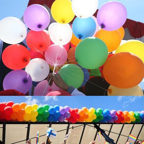 Balloons Assorted Colors Rainbow Decorations 100 Pack 12 inch Round Bright Latex Colorful Balloons for Birthday Baby Shower Wedding Party Birthday Decorations Supplies Arch Garland in Kuwait