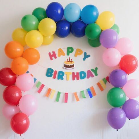 Balloons Assorted Colors Rainbow Decorations 100 Pack 12 inch Round Bright Latex Colorful Balloons for Birthday Baby Shower Wedding Party Birthday Decorations Supplies Arch Garland in Kuwait