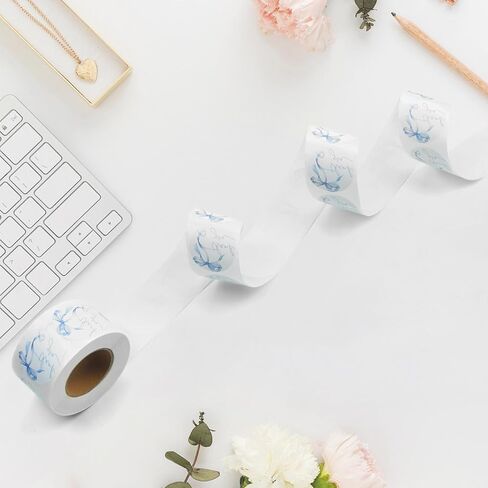 500pcs Blue Thanks Thanks You Stickers و 1.5 بوصة Bowknot شكرًا لك على الملصقات وملصقات الأعمال الصغيرة التي لاصق على عبوات الهدايا (الأزرق) in Kuwait