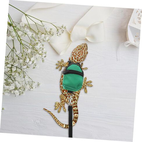 Happyyyami الملاحين Dragon Leash و Backpack تسخير الزواحف القابل للتعديل للاستكشاف في الهواء الطلق الحاملة السحلية المحمولة مع المقود للحيوانات الأليفة الصغيرة من السهل تنظيفها وراحة اللون الأخضر in Saudi Arabia