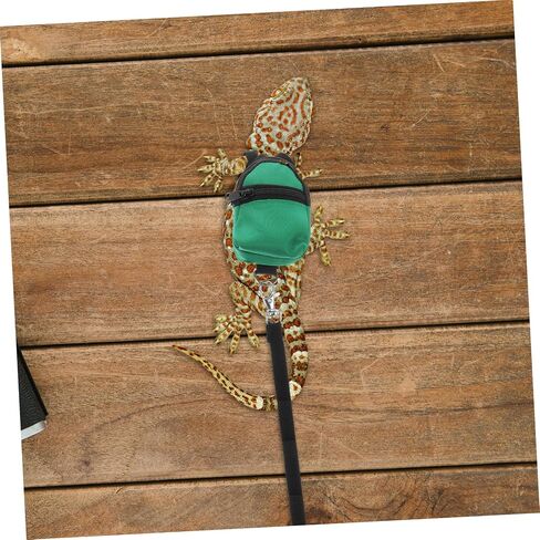 Happyyyami الملاحين Dragon Leash و Backpack تسخير الزواحف القابل للتعديل للاستكشاف في الهواء الطلق الحاملة السحلية المحمولة مع المقود للحيوانات الأليفة الصغيرة من السهل تنظيفها وراحة اللون الأخضر in Saudi Arabia