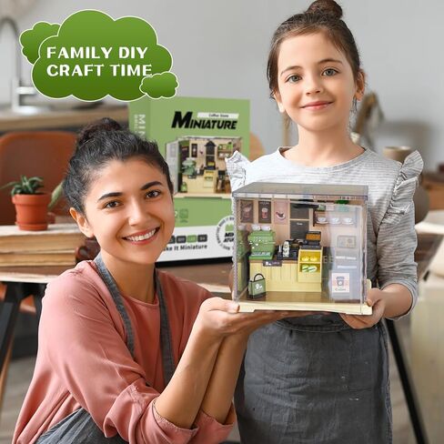 Coffee Shop Tiny House with LED Light Make It Miniature, DIY Miniature House Kit for Adults, Teens, and Beginners, Mini Dollhouse Kit with Home Decor Furniture, Gift for Friends and Hobbies in Kuwait