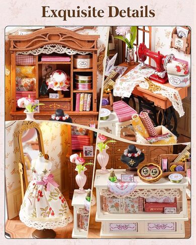 Rolife DIY Miniature House Kit Elsa's Tailoring 1:18 Scale Dollhouse Diorama ، Tiny House Building Kit Vintage Tailor Shop Crafts للبالغين هدية ديكور المنزل للبالغين in Saudi Arabia