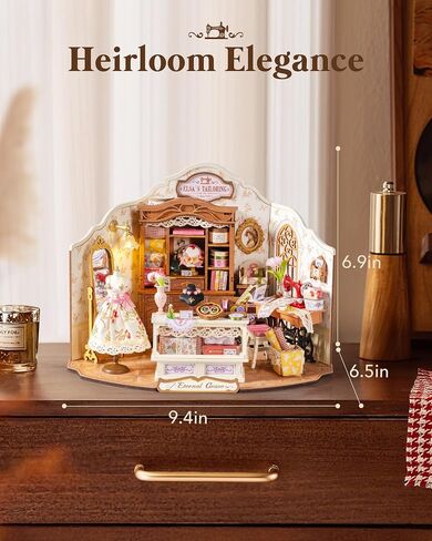 Rolife DIY Miniature House Kit Elsa's Tailoring 1:18 Scale Dollhouse Diorama ، Tiny House Building Kit Vintage Tailor Shop Crafts للبالغين هدية ديكور المنزل للبالغين in Saudi Arabia