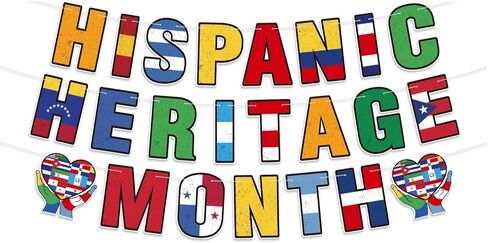 Hispanic Heritage Month Hanging Banners, 1 Set Latin American Spanish Classroom Flags Signs, National Hispanic Traditional Month Decorations for School Classroom Party Supplies in Saudi Arabia