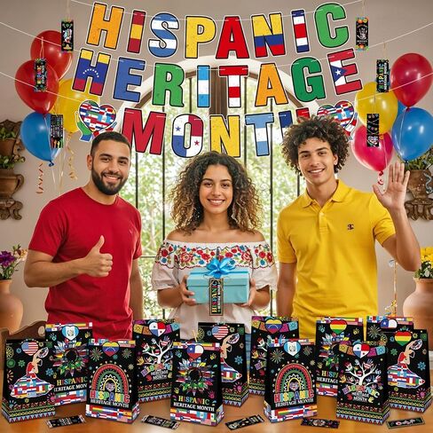 Hispanic Heritage Month Hanging Banners, 1 Set Latin American Spanish Classroom Flags Signs, National Hispanic Traditional Month Decorations for School Classroom Party Supplies in Saudi Arabia