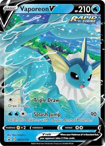 Pokemon - Vaporeon v SWSH150 - بطاقة رقائق ترويجية Black Star in Kuwait