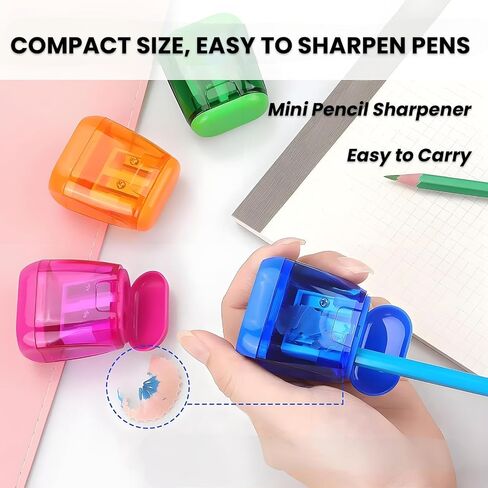 7 حزمة يدوي قلم رصاص شحذ السفر ودية ، تصميم ثقب مزدوج ، مضغوط ونابض بالحياة مثالية للأقلام ، أقلام أقل in Kuwait