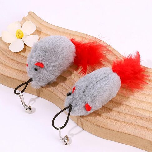 تعبئة لعبة Cat Toy ، 2 عبوة لعبة Cat Mouse Toy مع ذيل الريشة ، وملحقات لعبة Wand Cat ، وملحقات لعبة Teaser Refill Feather Cat Toy مع جرس لممارسة القطط الداخلية واللعب in Kuwait