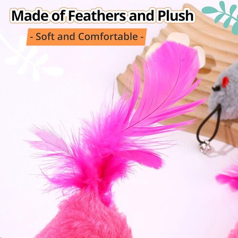 تعبئة لعبة Cat Toy ، 2 عبوة لعبة Cat Mouse Toy مع ذيل الريشة ، وملحقات لعبة Wand Cat ، وملحقات لعبة Teaser Refill Feather Cat Toy مع جرس لممارسة القطط الداخلية واللعب in Kuwait