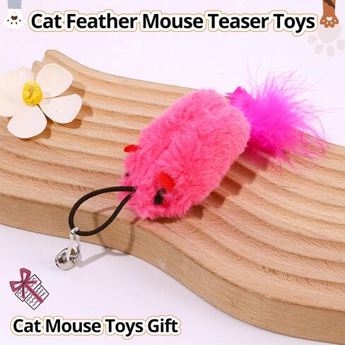 تعبئة لعبة Cat Toy ، 2 عبوة لعبة Cat Mouse Toy مع ذيل الريشة ، وملحقات لعبة Wand Cat ، وملحقات لعبة Teaser Refill Feather Cat Toy مع جرس لممارسة القطط الداخلية واللعب in Kuwait