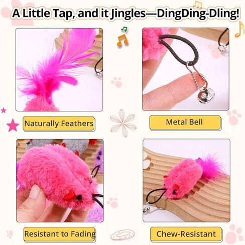 تعبئة لعبة Cat Toy ، 2 عبوة لعبة Cat Mouse Toy مع ذيل الريشة ، وملحقات لعبة Wand Cat ، وملحقات لعبة Teaser Refill Feather Cat Toy مع جرس لممارسة القطط الداخلية واللعب in Kuwait